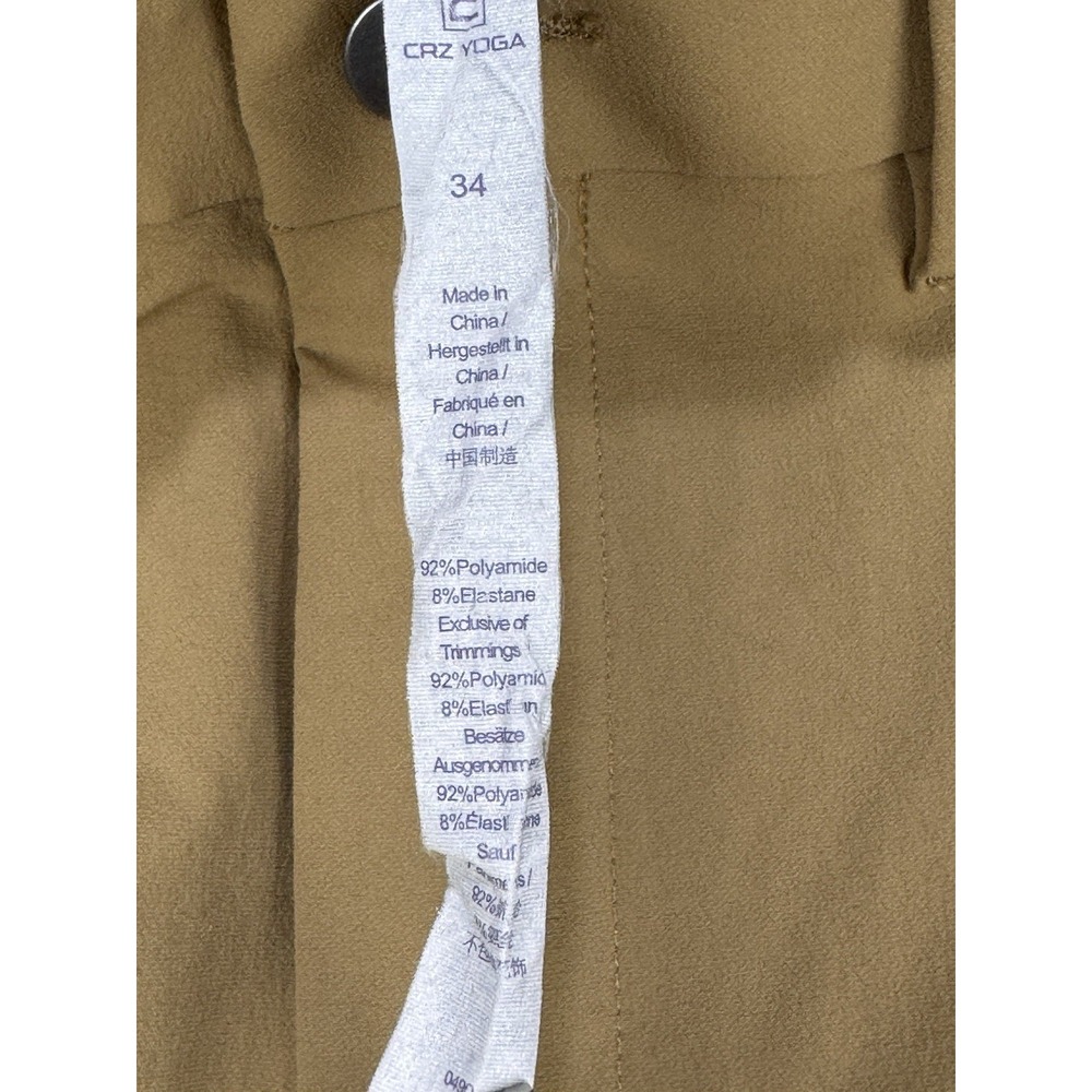 CRZ YOGA Men Chino Golf Pants 34 Khaki Stretch Performance Tech Flex Flat Front - Picture 10 of 10